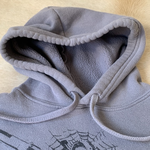 INDUSTRY HORROR Crop Hooded Gray SWEATSHIRT - Picture 3 of 12